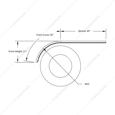 80" 430 Stainless Steel (16ga) Smooth Half Fender - SE Series