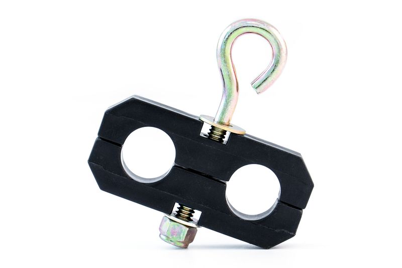 2-Hole Air Hose Clamp, Eye-Bolt for 3/8" I.D. Hose