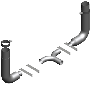 7" Peterbilt Lower Exhaust Kit All Chrome With 5" Y Divider Pipe