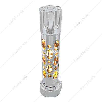 Austin Style Gun Cylinder Gearshift Knob With LED 9/10 Speed Adapter - Chrome/Amber LED