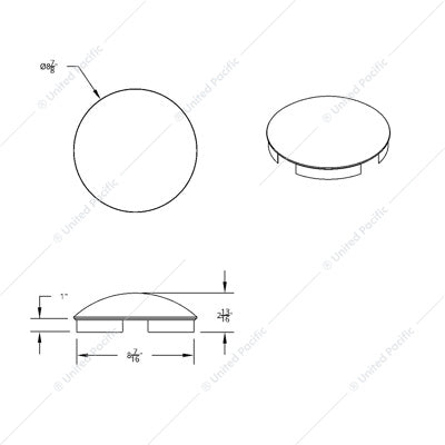 4 Even Notched Stainless Steel Dome Front Hubcap - 1" Lip