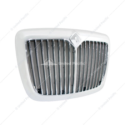 CHROME GRILLE WITH STRAIGHT VERTICAL BARS & BUG SCREEN FOR 2006-2017 INTERNATIONAL PROSTAR