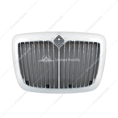 CHROME GRILLE WITH STRAIGHT VERTICAL BARS & BUG SCREEN FOR 2006-2017 INTERNATIONAL PROSTAR