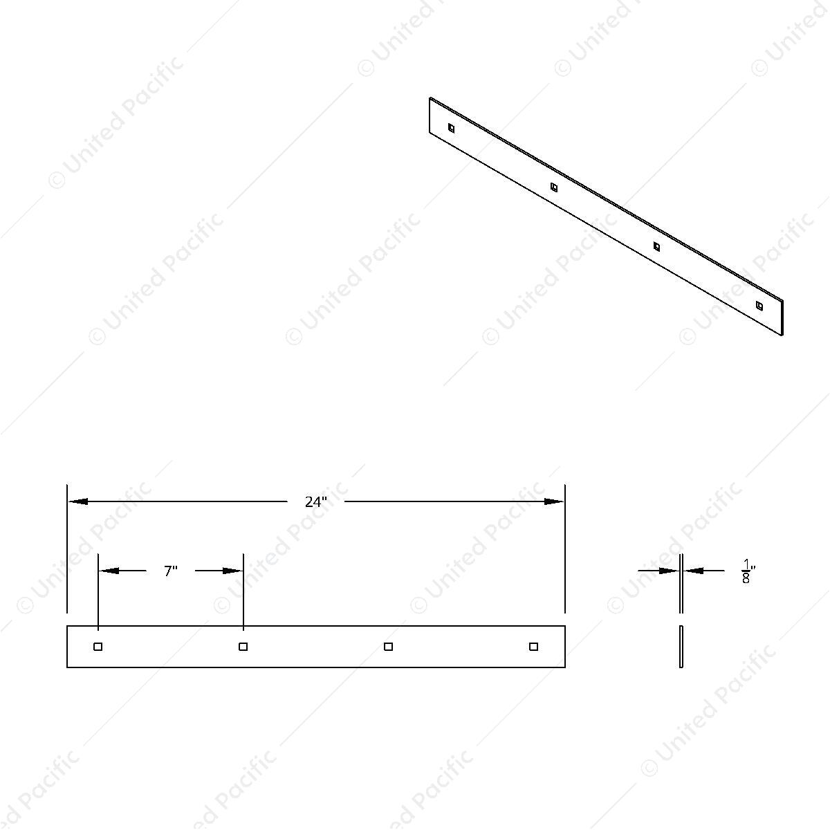 2" X 24" 304 Stainless Steel Top Mud Flap Plate - Bolt Thru