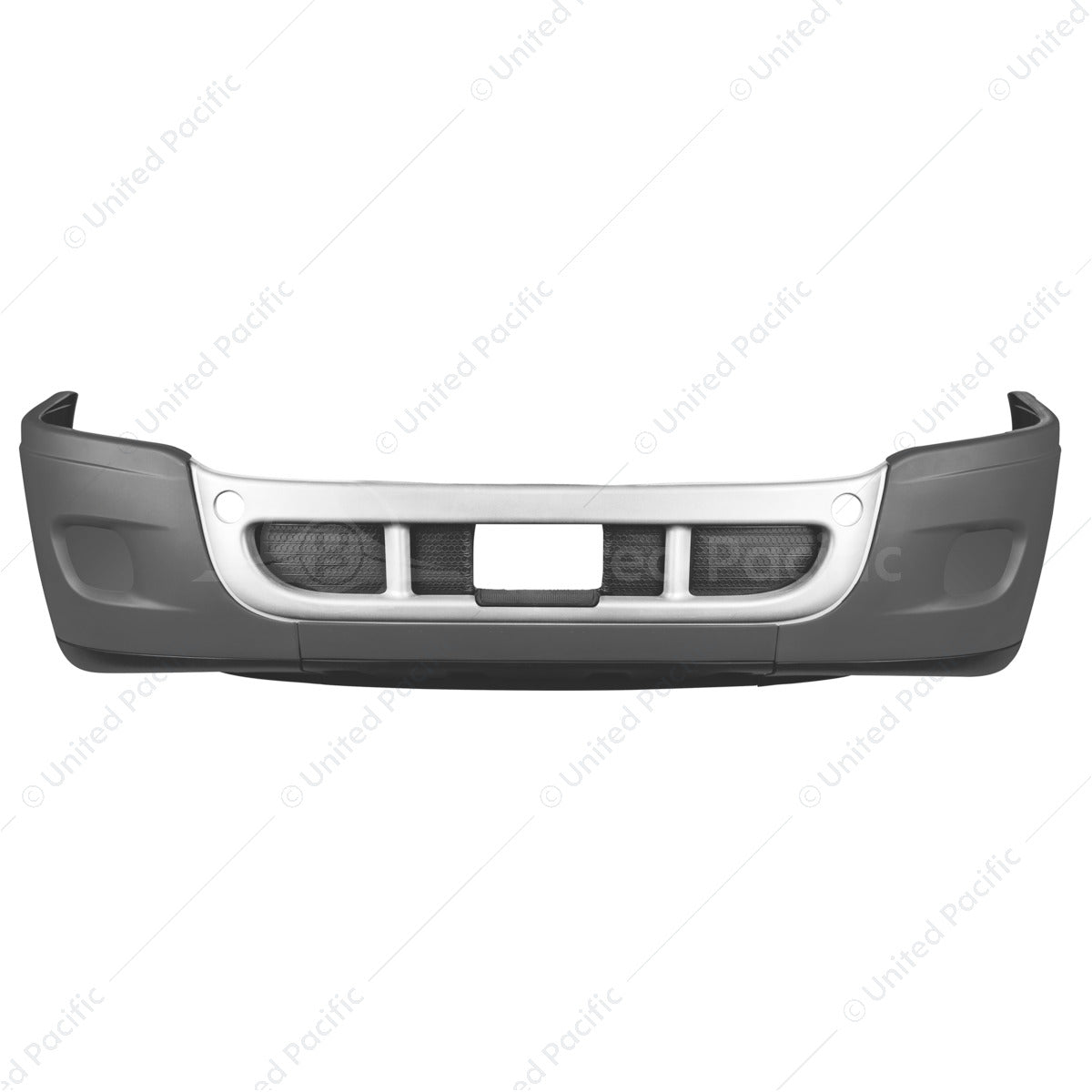 Complete 3-Piece Front Bumper Set With Chrome Trim For 2008-2017 Freightliner Cascadia