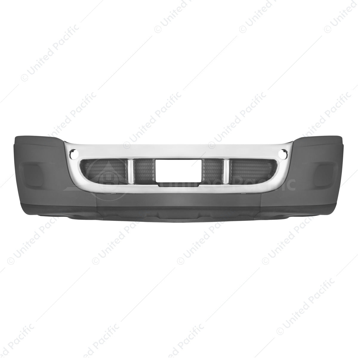 Complete 3-Piece Front Bumper Set With Chrome Trim For 2008-2017 Freightliner Cascadia