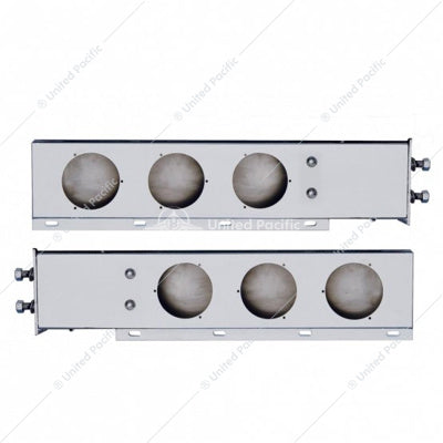 Stainless Steel Spring Loaded Light Bar with Three 4" Light Cutouts (Pair)