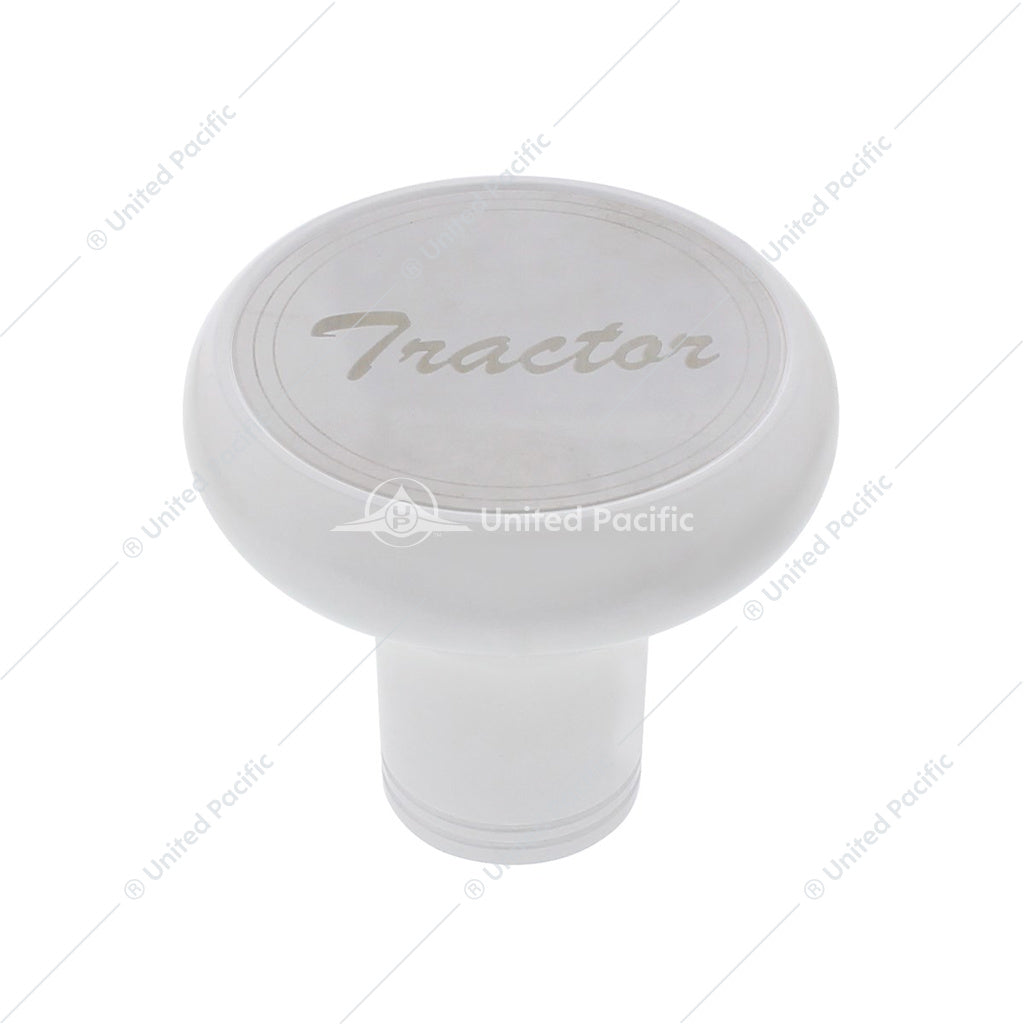 DELUXE ALUMINUM SCREW-ON AIR VALVE KNOB WITH STAINLESS "TRACTOR" PLAQUE - PEARL WHITE