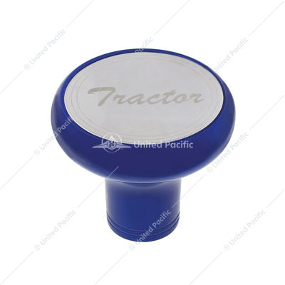 Deluxe Aluminum Screw-On Air Valve Knob With Stainless Tractor Plaque - Indigo Blue