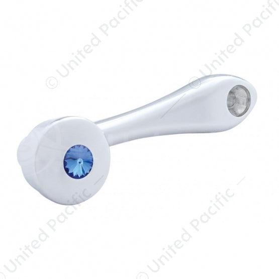 Chrome Window Crank -  Blue Crystal Slotted