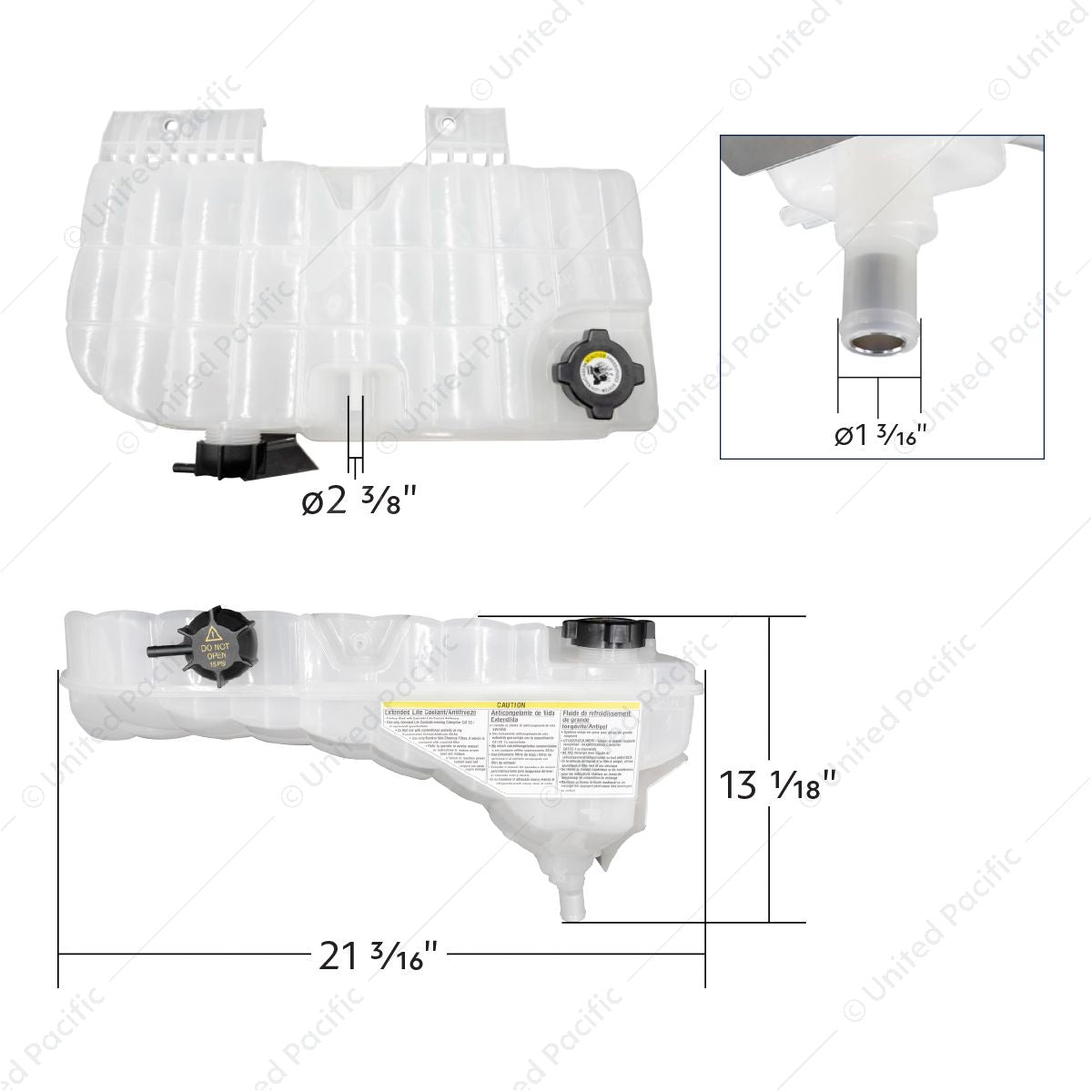 Coolant Reservoir & Coolant Level Sensor For 2008-2022 Peterbilt 389 & Kenworth W900