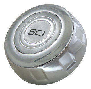 Jasper - 18" Poly 2-spoke w/Slot Cut Outs, Chrome Bezel & Chrome Horn Button - SCI Logo