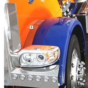 Front Exterior Inner Fender Trim for Peterbilt Models 388 & 389 (Pair)