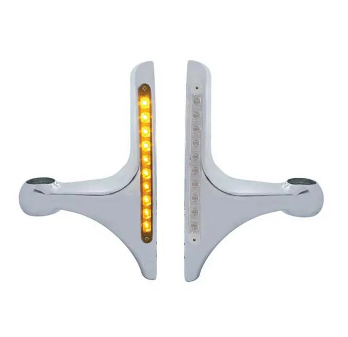 Peterbilt Headlight Bracket with Amber LED/Clear Lens (Pair)