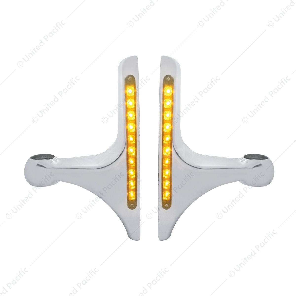 Peterbilt Headlight Bracket with Amber LED/Clear Lens (Pair)