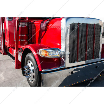 High Power LED Chrome Headlight With 16 LED Turn & 57 LED Bar For 2008-2024 Peterbilt 389- Driver
