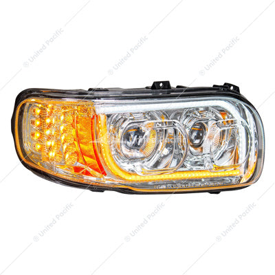 HIGH POWER LED CHROME HEADLIGHT WITH 16 LED TURN & 57 LED BAR FOR 2008-2023 PETERBILT 389- PASSENGER