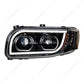 HIGH POWER LED "BLACKOUT" HEADLIGHT WITH 16 LED TURN & 57 LED BAR FOR 2008-2023 PETERBILT 389- DRIVER