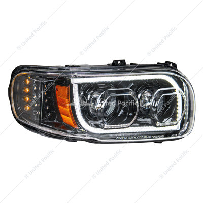 HIGH POWER LED "BLACKOUT" HEADLIGHT WITH 16 LED TURN & 57 LED BAR FOR 2008-2023 PETERBILT 389- PASSENGER