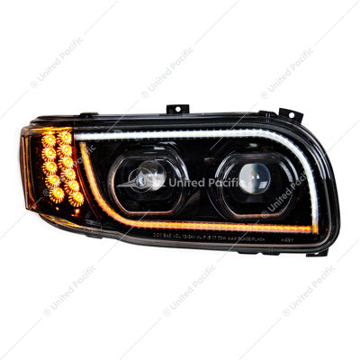 HIGH POWER LED "BLACKOUT" HEADLIGHT WITH 16 LED TURN & 57 LED BAR FOR 2008-2023 PETERBILT 389- PASSENGER