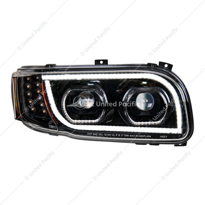 HIGH POWER LED "BLACKOUT" HEADLIGHT WITH 16 LED TURN & 57 LED BAR FOR 2008-2023 PETERBILT 389- PASSENGER