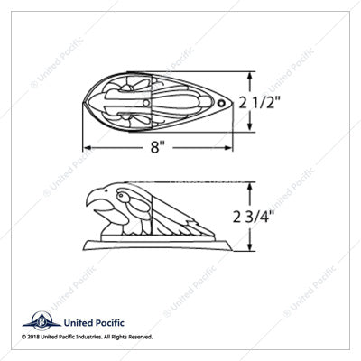 Sizing Details of the Trux Illuminated Eagle’s Head Cab Light 31148 that is a universal for for most trucks