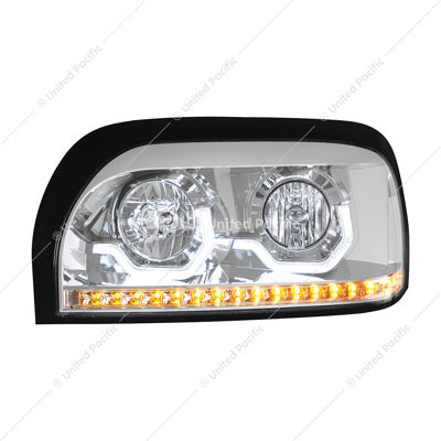 Freightliner Century Chrome Projection Headlight With LED Turn Signal & Light Bar - Driver