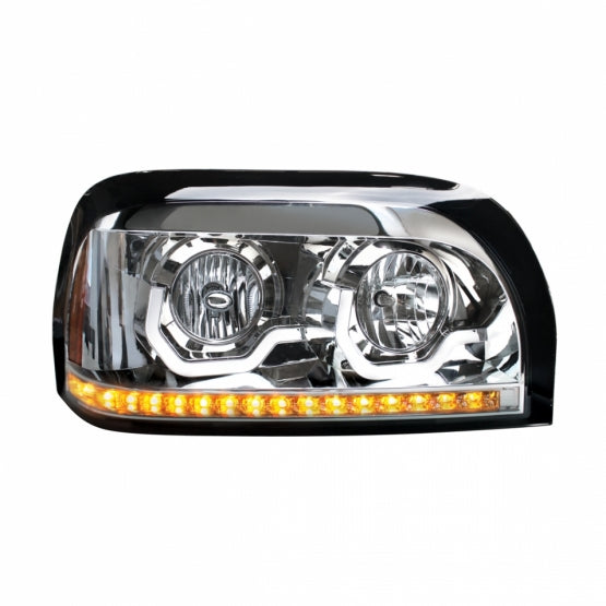 Freightliner Century Chrome Projection Headlight With LED Turn Signal & Light Bar-Passenger