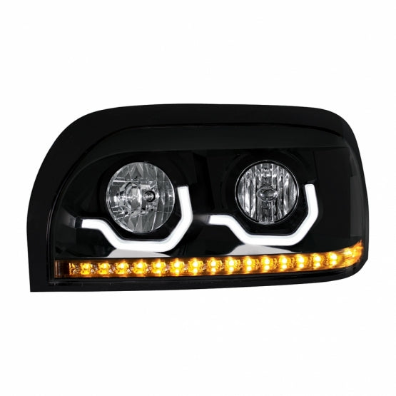 Freightliner Century Blackout Projection Headlight With LED Turn Signal & Light Bar - Driver