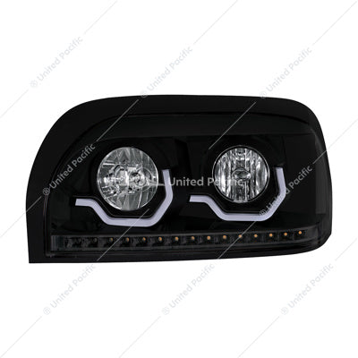 Freightliner Century Blackout Projection Headlight With LED Turn Signal & Light Bar - Driver