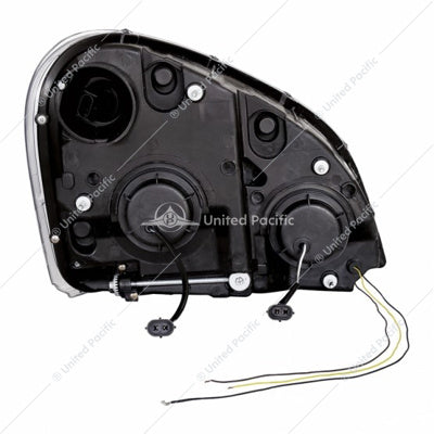 Freightliner Cascadia Chrome Projector Headlight with Dual Function Amber LED Position Lights for 08-17 Driver