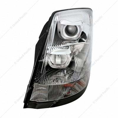 CHROME PROJECTION HEADLIGHT WITH WHITE LED LIGHT BAR FOR 2003-2017 VOLVO VN/VNL - DRIVER