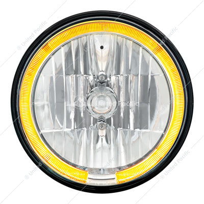 7" Crystal Headlight with Amber LED Halo Ring