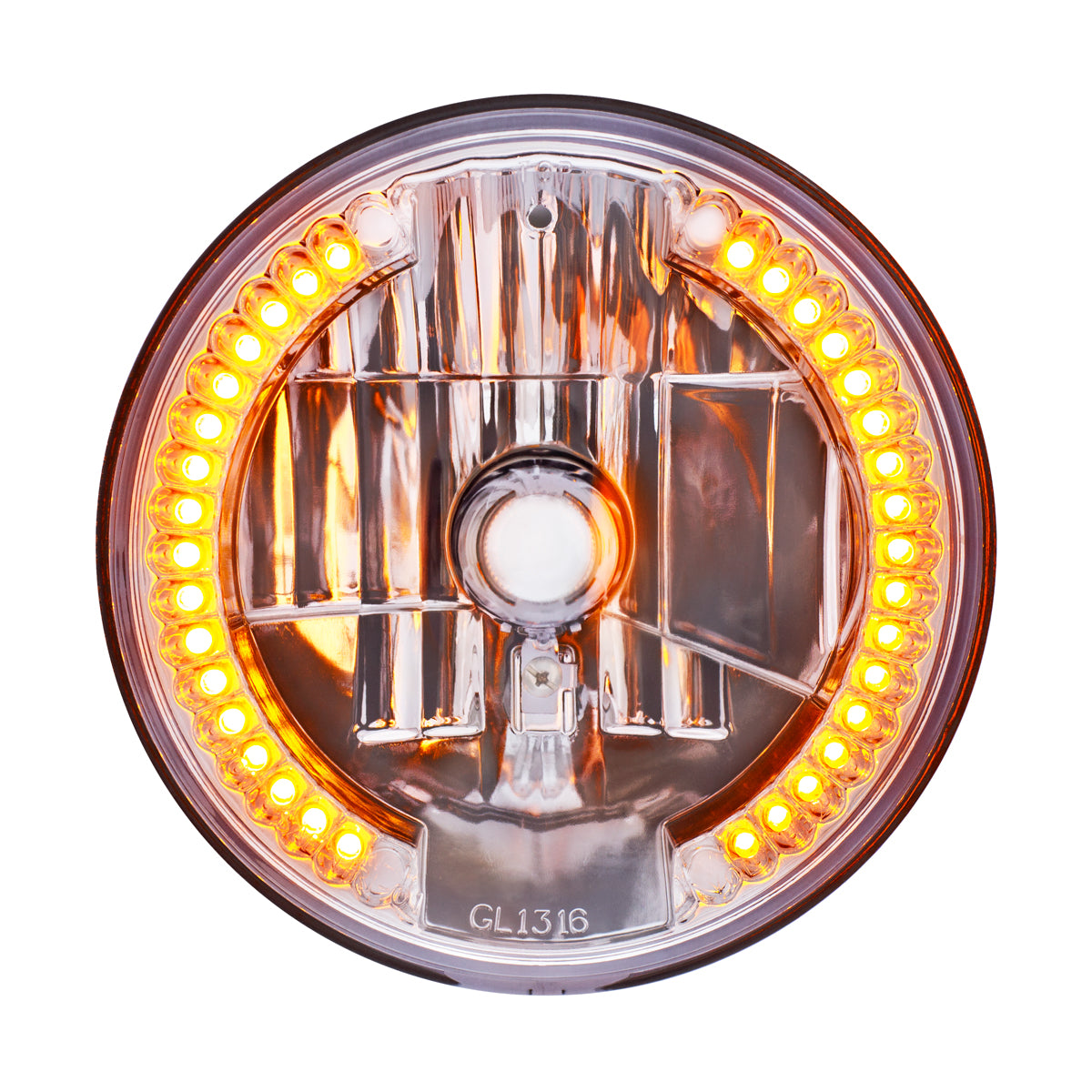 Ultralit-Crystal Headlight With 34 Amber LED Position Light- 7"