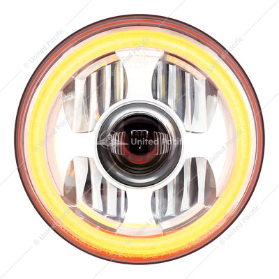 Ultralit - High Power LED 7" Projection Headlight with Dual Color LED Position Halo Ring