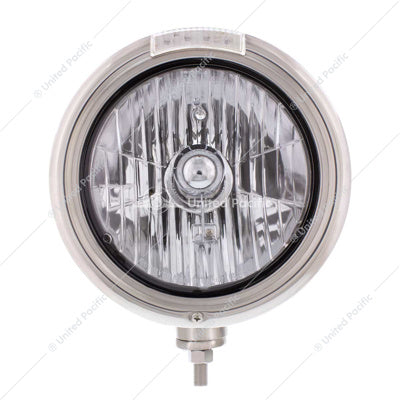 Stainless Steel Classic Headlight Crystal H4 Bulb & LED Turn Signal - Clear Lens