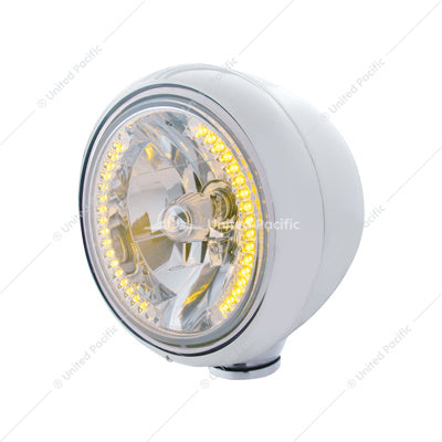 Stainless Steel Guide 682-C Style Headlight H4 Bulb with 34 Amber LED