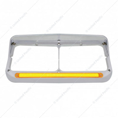 RECTANGULAR DUAL HEADLIGHT BEZEL WITH VISOR & GLOLIGHT - AMBER LED/AMBER LENS-24 LED
