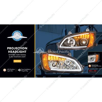 Pas Kenworth T660 Projector Headlight W/Le