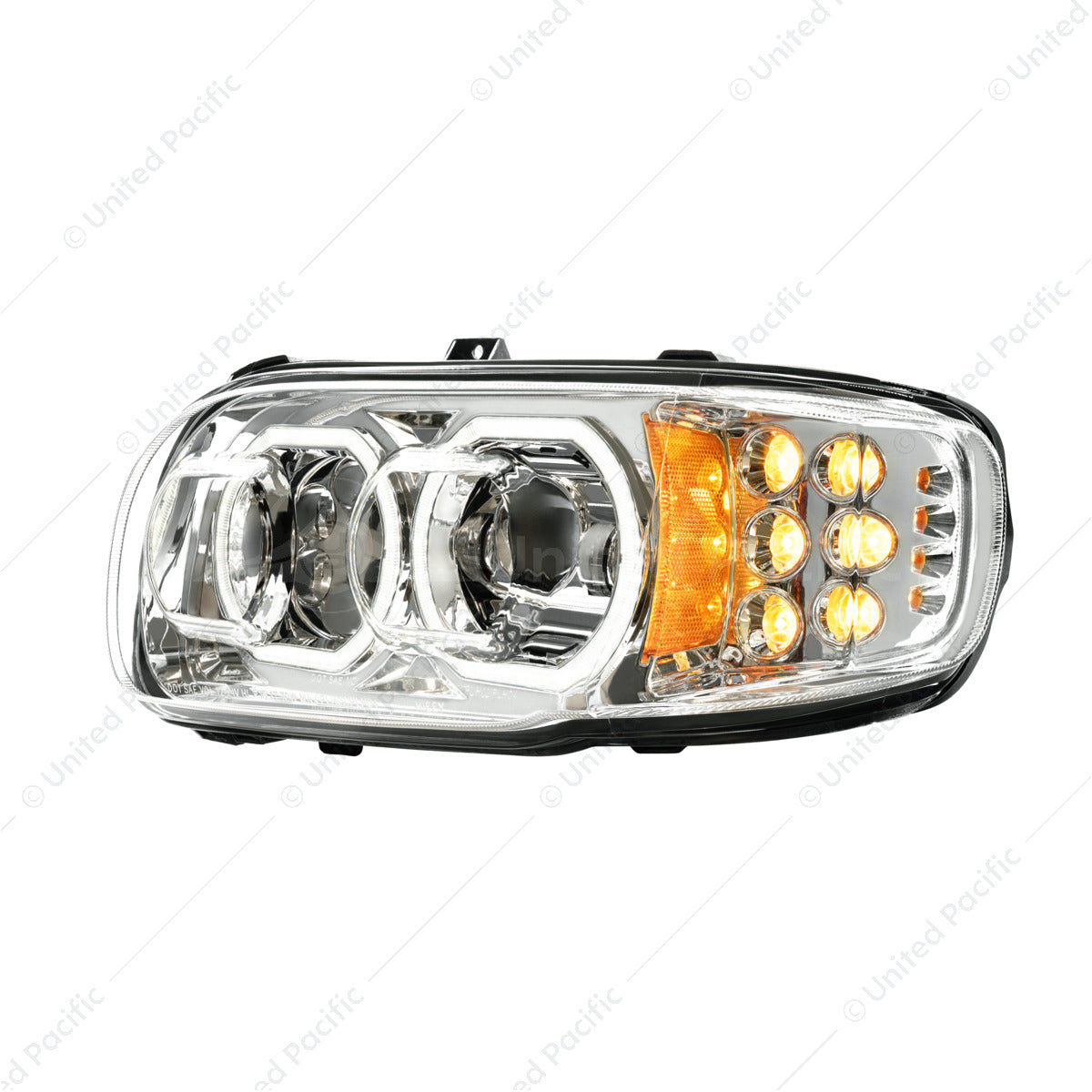 Peterbilt 389 LED Headlight With 10 LED Turn 100 LED Halo For 2008-2024 - Driver
