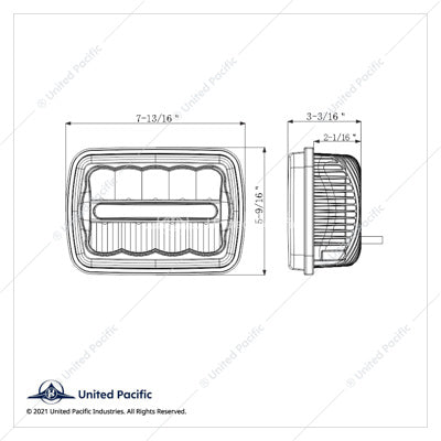 Ultralit - 9 High Power LED 5" X 7`" Rectangular Light With White Position Light Bar