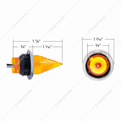 4 LED DUAL FUNCTION 3/4" MINI SPIKE LIGHT WITH SS BEZEL (CLEARANCE/MARKER) - AMBER LED/AMBER LENS