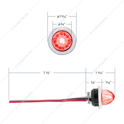 4 LED DUAL FUNCTION 3/4" MINI WATERMELON LIGHT CLEARANCE/MARKER-RED LED/RED LENS