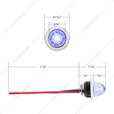 4 LED DUAL FUNCTION 3/4" MINI WATERMELON LIGHT CLEARANCE/MARKER-BLUE LED/CLEAR LENS