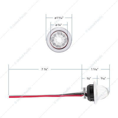 4 LED DUAL FUNCTION 3/4" MINI WATERMELON LIGHT CLEARANCE/MARKER-WHITE LED/CLEAR LENS