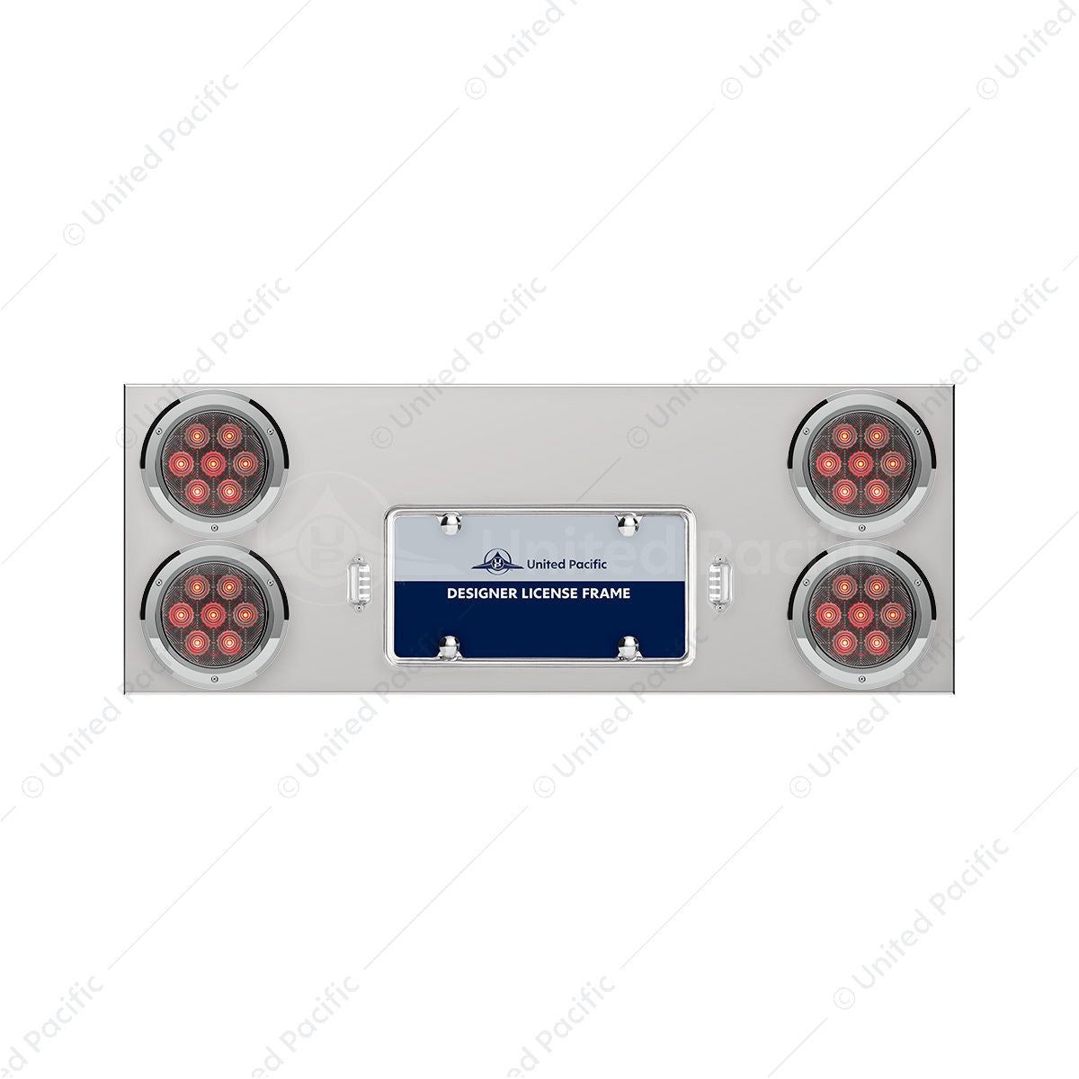 Stainless Rear Center Panel With License Plate / Four 4" Light -Red LED/Clear Lens - Competition Series