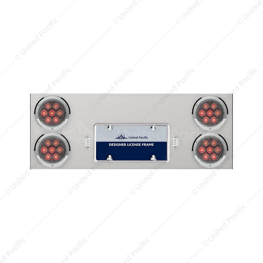 Stainless Rear Center Panel With License Plate / Four 4" Light -Red LED/Clear Lens - Competition Series