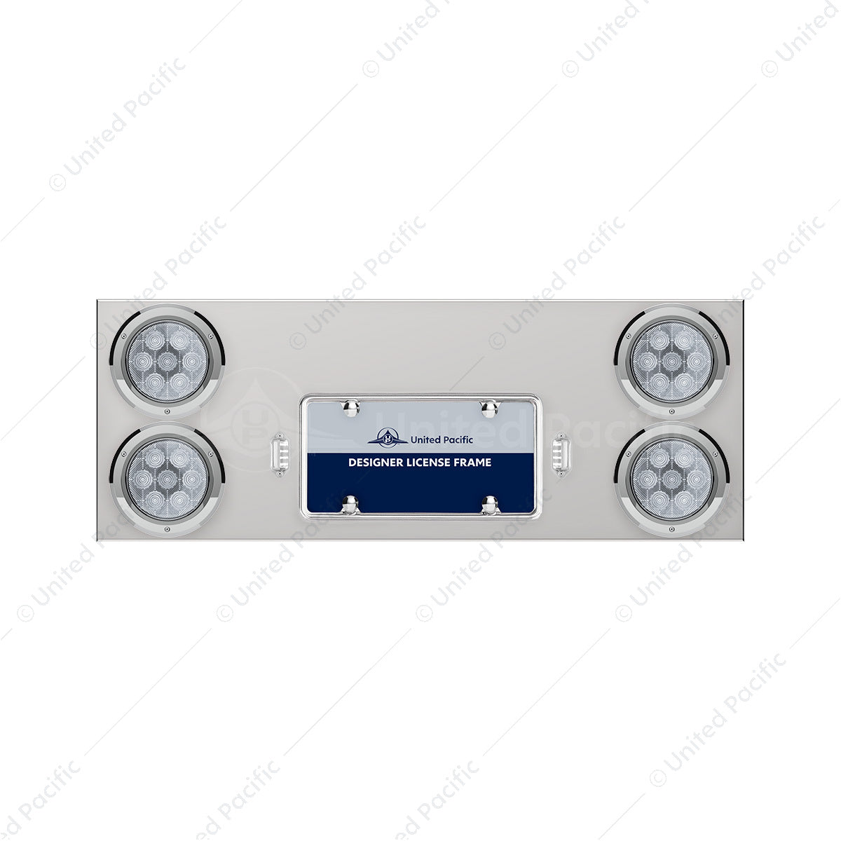Stainless Rear Center Panel With License Plate / Four 4" Light -Red LED/Clear Lens - Competition Series