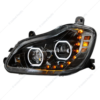 Black 10 LED Headlight for 2013-2021 Kenworth T680 - Driver Side