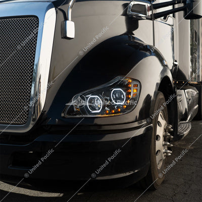 Black 10 LED Headlight for 2013-2021 Kenworth T680 - Passenger Side